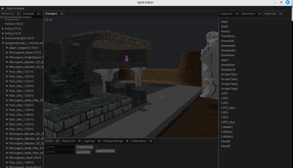 My custom map editor build in #bevy allows for setting materials on any doodad mesh for better level builds.  #screenshotsaturday