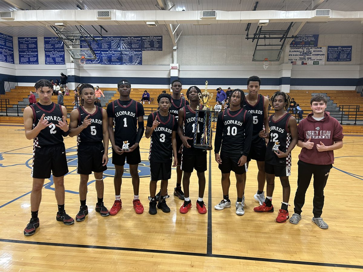 Liberty-Eylau Leopard Hoops (@eylauhoops) on Twitter photo The Leopards are the 2024 Clyde Carlisle Clarksville Tournament Champions.
<a href="/EylauHoops/">Liberty-Eylau Leopard Hoops</a> 80
4A Farmersville 54
Sr. Tyrese Harris & Soph. Zay’Breion Cooper took home All-Tournament honors.
The Leopards are now 21-0 on the season.
#REP The Leopards are the 2024 Clyde Carlisle Clarksville Tournament Champions.
<a href="/EylauHoops/">Liberty-Eylau Leopard Hoops</a> 80
4A Farmersville 54
Sr. Tyrese Harris & Soph. Zay’Breion Cooper took home All-Tournament honors.
The Leopards are now 21-0 on the season.
#REP