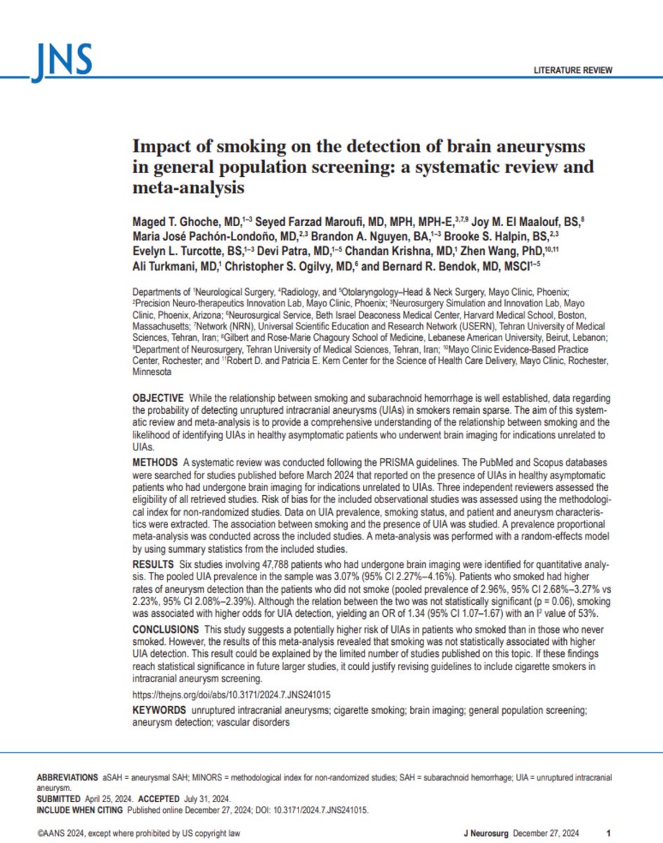 Bernard Bendok, MD (@bernardbendokmd) on Twitter photo Congratulations to <a href="/MagedGhoche/">maged ghoche</a> and coauthors on this work from the Mayo Clinic Neurosurgery Simulation and Innovation Lab and the Mayo Clinic Precision Neurotherapeutics Lab.
<a href="/chrisogilvyMD/">Christopher S. Ogilvy</a> <a href="/BAFOUND/">Brain Aneurysm Foundation</a> <a href="/MariaJPachonL/">Maria José Pachón-Londoño M.D</a> <a href="/DeviPatraMD/">Devi Prasad Patra, MD, MCh, MRCSEd</a> <a href="/AANSNeuro/">AANS</a> <a href="/TheJNS/">Journal of Neurosurgery</a> <a href="/JamesRutka/">James Rutka</a> <a href="/thebeefoundatio/">The Bee Foundation</a> Congratulations to <a href="/MagedGhoche/">maged ghoche</a> and coauthors on this work from the Mayo Clinic Neurosurgery Simulation and Innovation Lab and the Mayo Clinic Precision Neurotherapeutics Lab.
<a href="/chrisogilvyMD/">Christopher S. Ogilvy</a> <a href="/BAFOUND/">Brain Aneurysm Foundation</a> <a href="/MariaJPachonL/">Maria José Pachón-Londoño M.D</a> <a href="/DeviPatraMD/">Devi Prasad Patra, MD, MCh, MRCSEd</a> <a href="/AANSNeuro/">AANS</a> <a href="/TheJNS/">Journal of Neurosurgery</a> <a href="/JamesRutka/">James Rutka</a> <a href="/thebeefoundatio/">The Bee Foundation</a>
