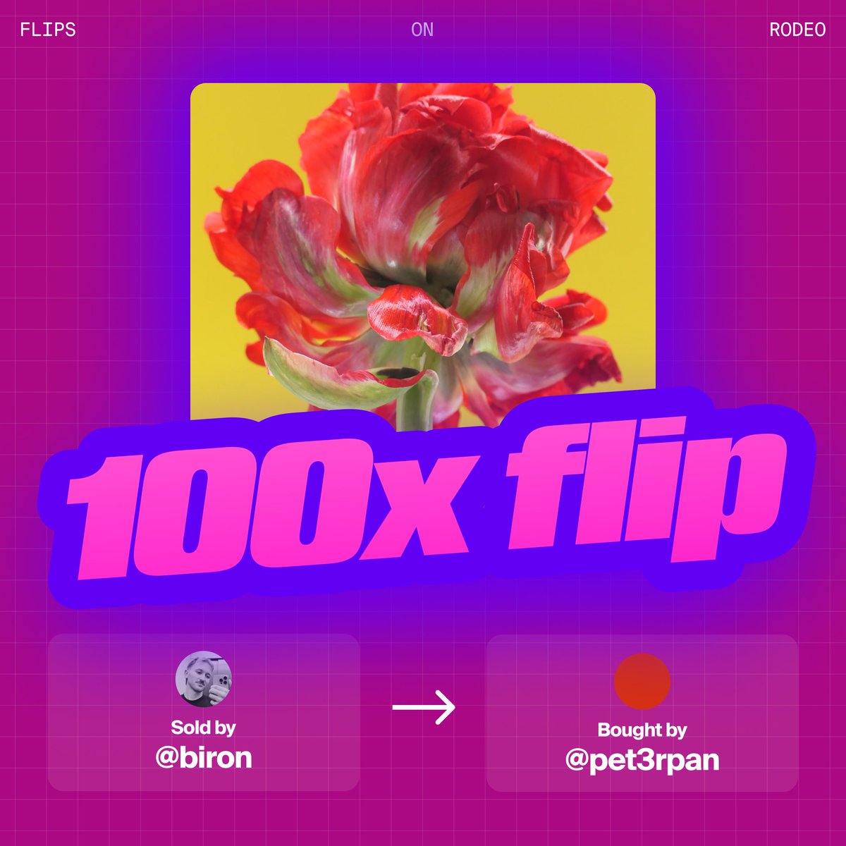 rodeodotclub's tweet image. 100x Alert 🚨

@biron_io flipped this @a1111ac011d0 post for 100x to @pet3rpan_.

Keep going.