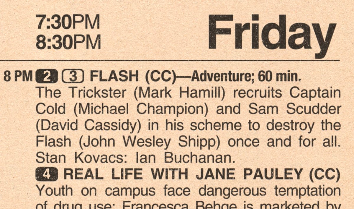 Isamu94604363's tweet photo. @alwaysflash90 From the September 14, 1991 TV GUIDE of a parallel Earth, the listing for Friday, September 20th... https://t.co/49p05DVlEj