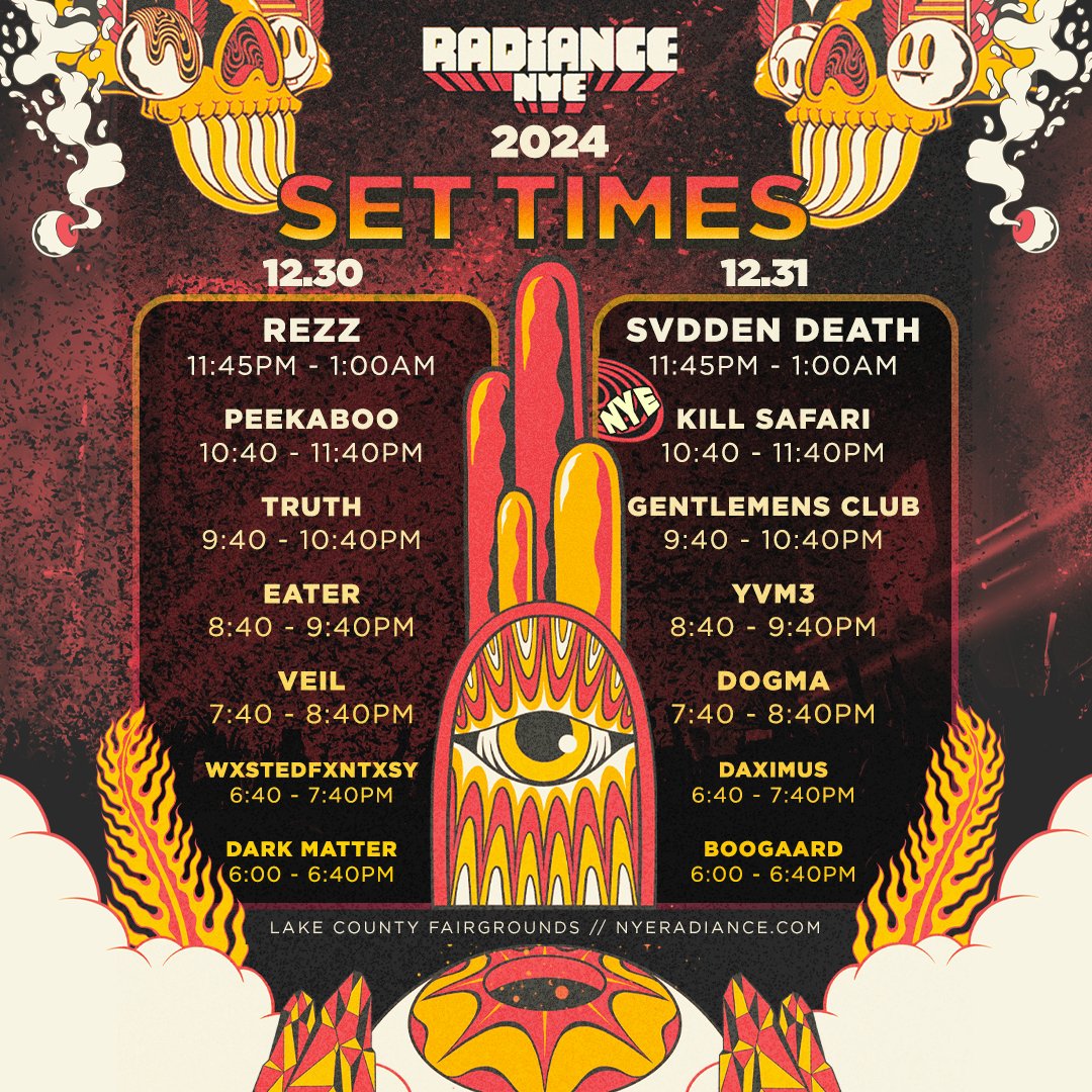 YOU ASK. WE LISTEN. SET TIMES FOR RADIANCE ARE HERE 🗣️🔥
WE ARE NOW 2 DAYS AWAY! ✌🏻

🎟️: nyeradiance.com