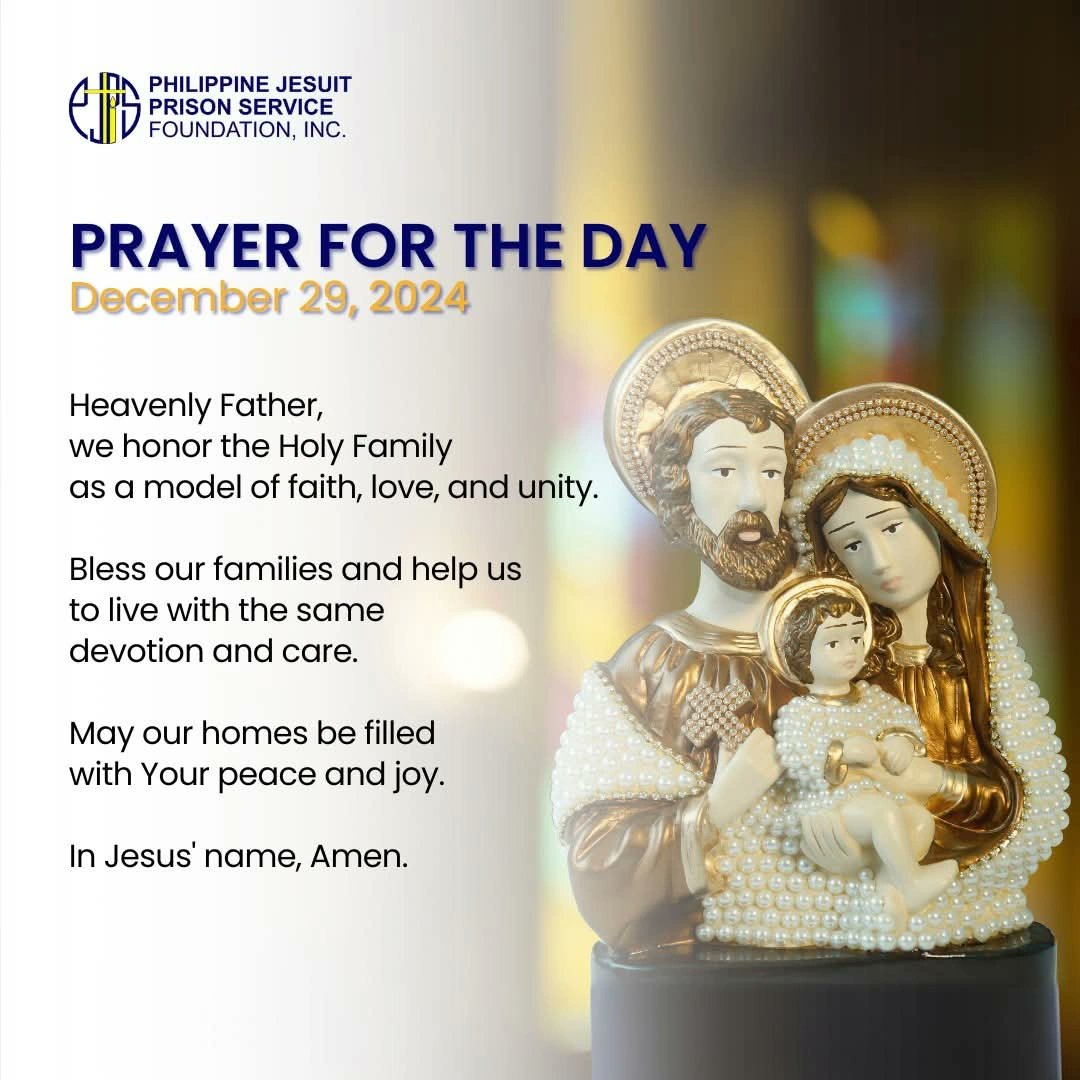 graciapearl's tweet photo. Taken From :
Philippine Jesuit Prison Service
FB Page Account
December 29, 2024 | Prayer for the day
#PJPS #PrayerForTheDay #AMDG https://t.co/8WrUpNE5ay