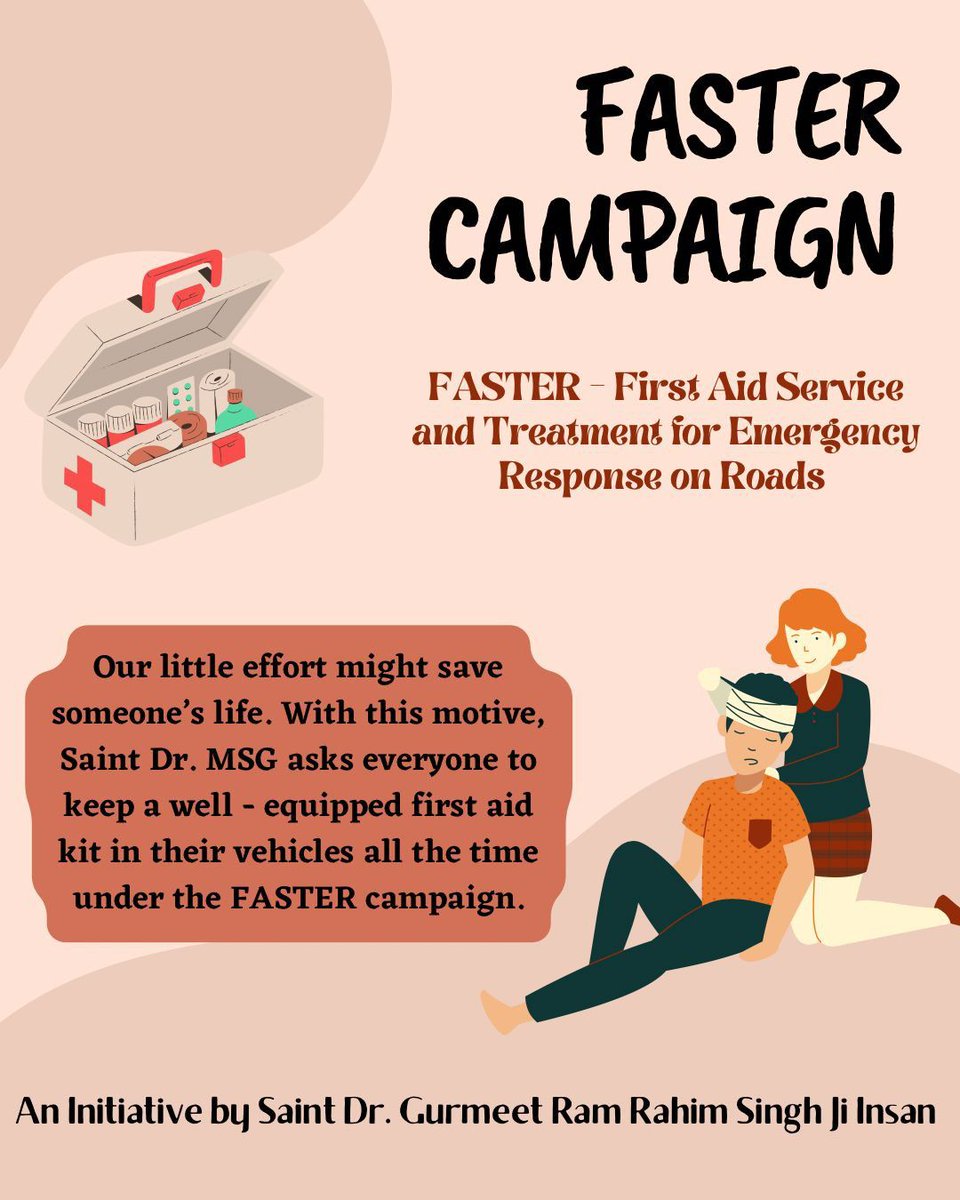 MSGrishu2's tweet photo. Whoever wants it, life is precious, timely first aid has great value, let us also join the 'FASTER' campaign, keep a first aid kit in the car, and save someone's life. #FASTER https://t.co/XFp87lnYda