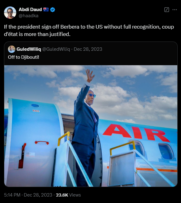 haadka's tweet photo. Presidents change in Somaliland

My red lines don't.

(interestingly again on the 28/9th of December) https://t.co/FRQrYJnwcz