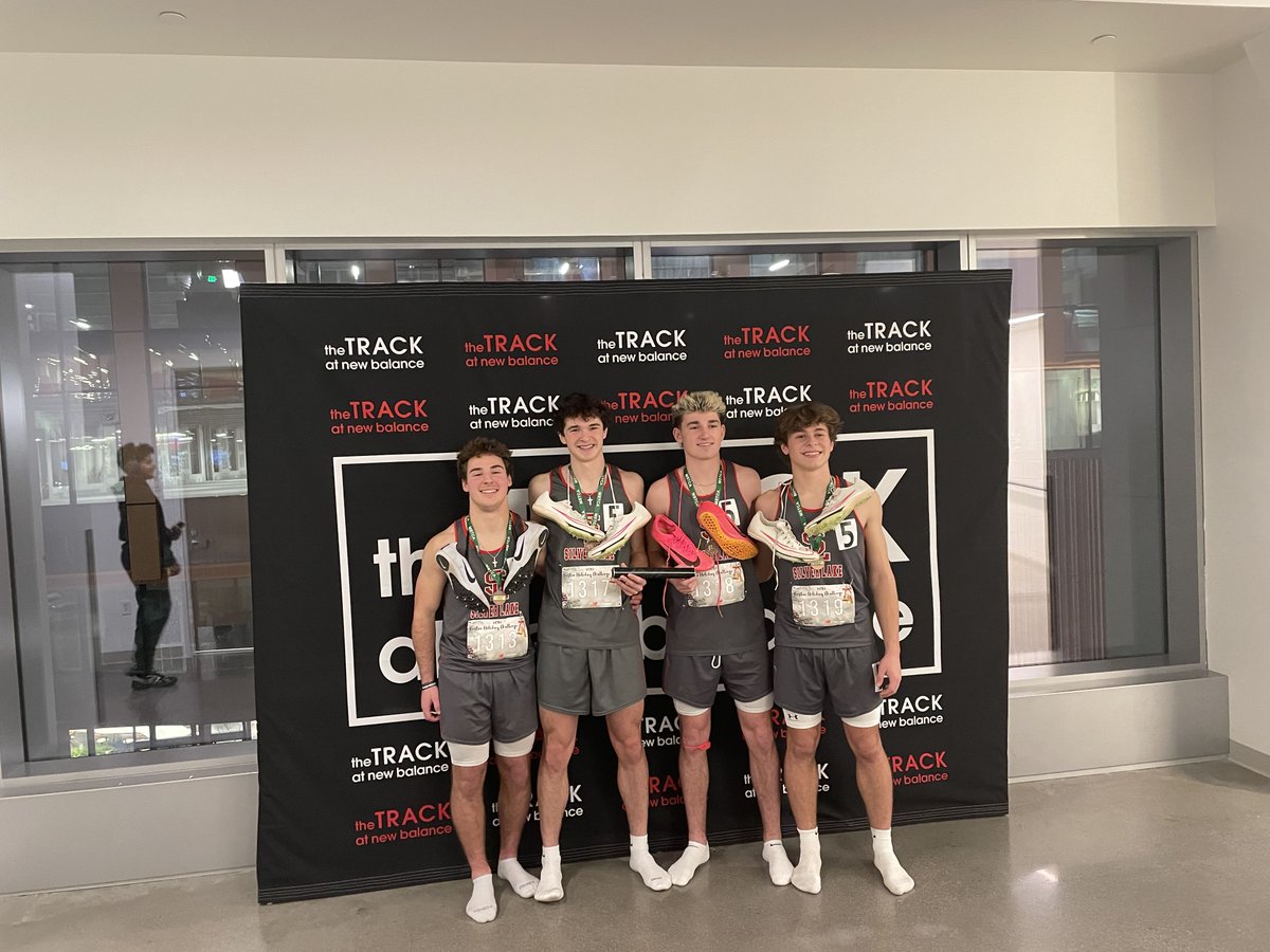 SLakeathletics's tweet photo. Breaking News: The SL boys' 4x200 relay team set a new school record at New Balance today! With a mark of 1:34.29, Wes Griffin, Anthony Miele, Hunter Pomella, and Charlie Walden made Laker history, breaking a school record that had stood for 15 years! https://t.co/nTMkxFrcq7