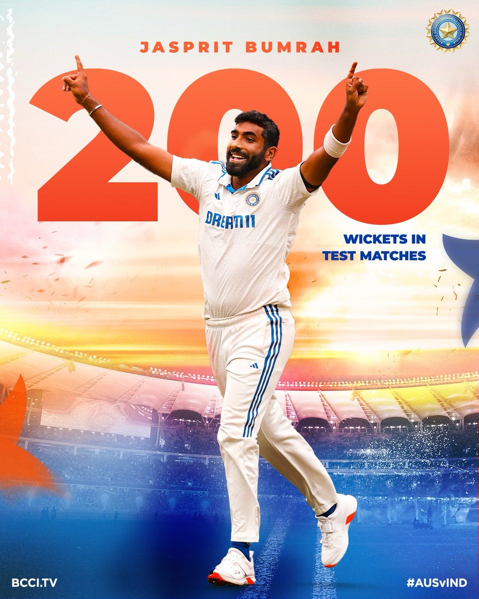 BCCI (@bcci) on Twitter photo We only believe in Jassi bhai 😎
200 Test Wickets for Boom Boom Bumrah 🔥🔥
He brings up this milestone with the big wicket of Travis Head.
#TeamIndia #AUSvIND <a href="/Jaspritbumrah93/">Jasprit Bumrah</a> We only believe in Jassi bhai 😎
200 Test Wickets for Boom Boom Bumrah 🔥🔥
He brings up this milestone with the big wicket of Travis Head.
#TeamIndia #AUSvIND <a href="/Jaspritbumrah93/">Jasprit Bumrah</a>