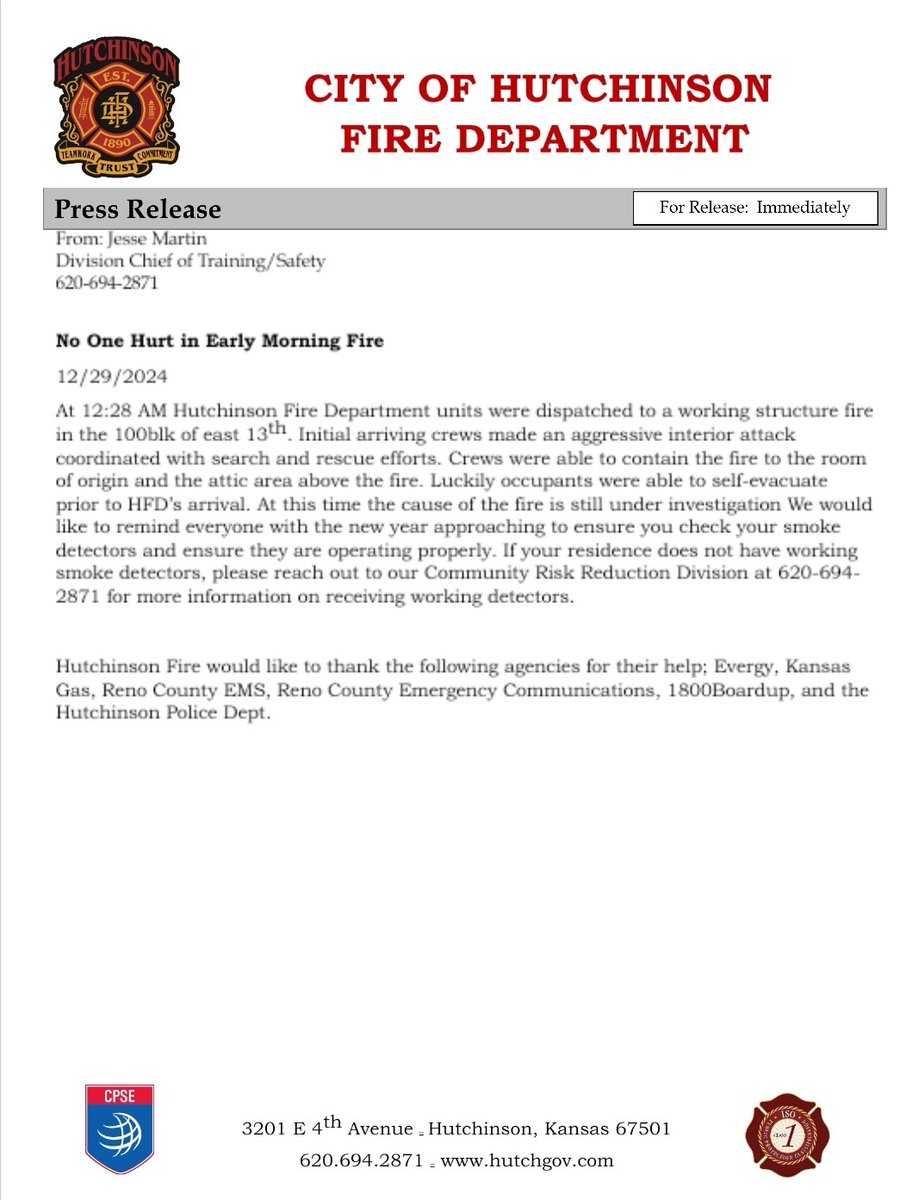 Hutchinson Fire Dept (@hutchinson_fire) on Twitter photo 
