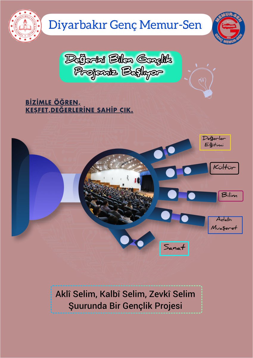 Genç Memur Sen olarak Diyarbakır İl Milli Eğitim Müdürlüğü ile yapmış olduğumuz protokol neticesinde 'Değerini Bilen Gençlik 'projemiz başlıyor.
Diğerini Bilen Gençlik projesi ile Milli Eğitim Müdürlüğüne bağlı pansiyonlarda kültür , sanat, değerler eğitimi kapsamında
 ++++