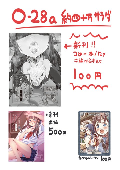 明日のお品書きです。新刊コピー本しかないですがよかったらよろしくお願いします! 