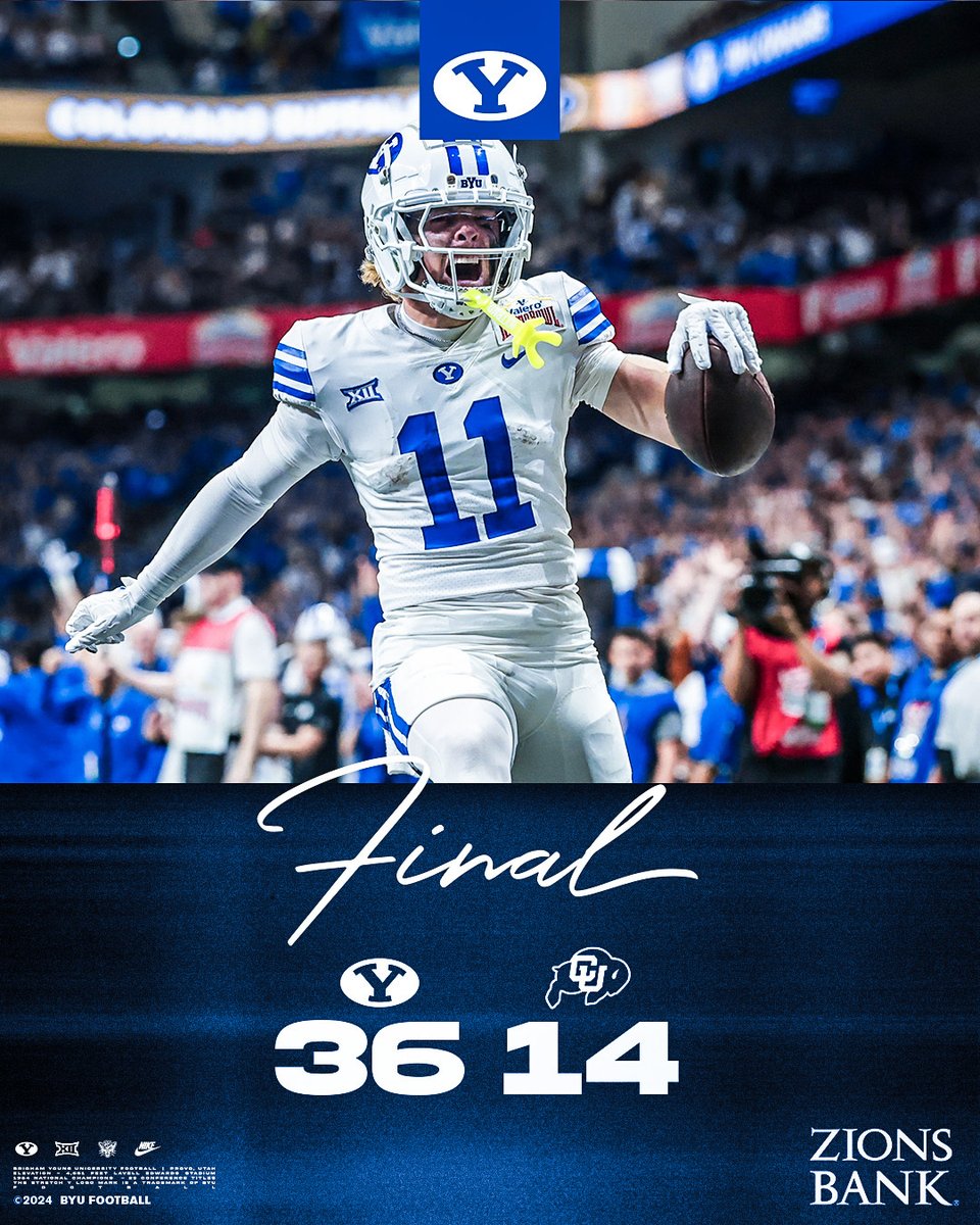 BYUfootball's tweet image. And with that, the BYU Cougars secure their 11th win in PRIME TIME 😎