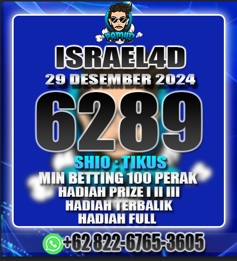 RESULT_PAM4D's tweet image. RESULT                           
PASARAN : ISRAEL4D
TANGGAL : 29 DESEMBER 2024
SAH  : 6289
SHIO  : TIKUS
#PAM4