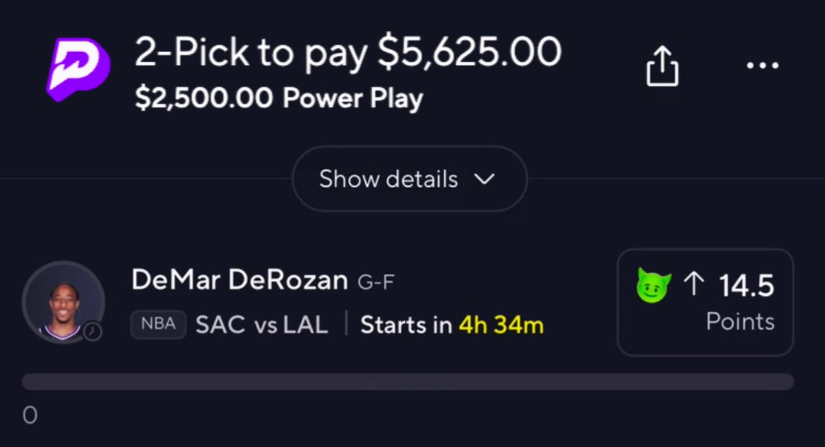 PickCityHQ's tweet photo. $2,500 to 1 person if De💩Rozan gets 15! 

Just like and comment to enter! 😈

Crodie is last 5 red and red against LAL, it’s due. ✅ https://t.co/BcpyXrcx9I