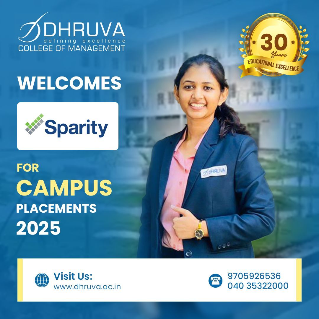 college_dhruva's tweet image. 🎓 From Campus to Corporate! 🌟
We are thrilled to announce that Sparity a global technology company specializes in delivering comprehensive IT solutions will be visiting Dhruva College of Management for the 2025 placements. 

#dhruvacollegeofmanagement #sparity #campusplacement
