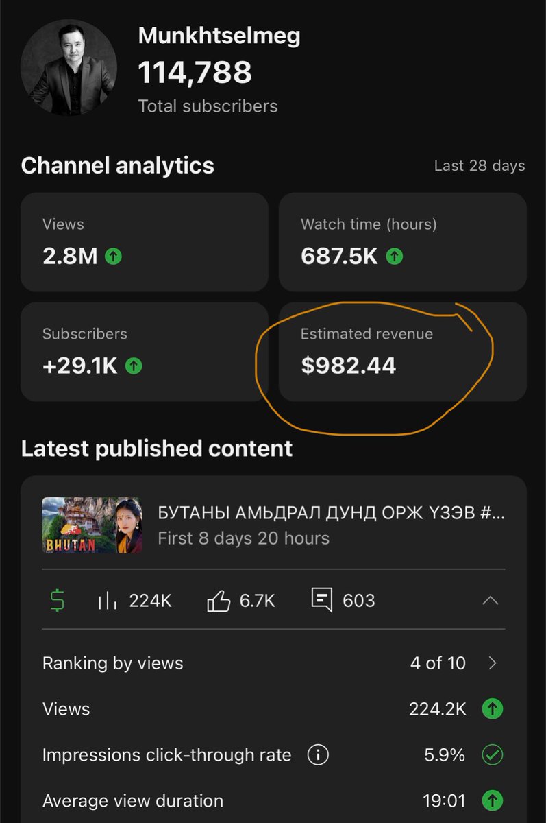 Дансаа холбоод 10 гаран хоноход бараг 1000 долларын орлоготой болж бна. 7 хоног бүр тогтмол бичлэгээ оруулаад байвал сардаа 4000-5000 доллар олчихоор юм байна. Хэрэв Англи хэлээр яриад гадаадаас хүмүүс их үзвэл шууд тэрбумтан юм билээ л дээ даанч тийм Энглиш нь алга. Хэн нэгэнд