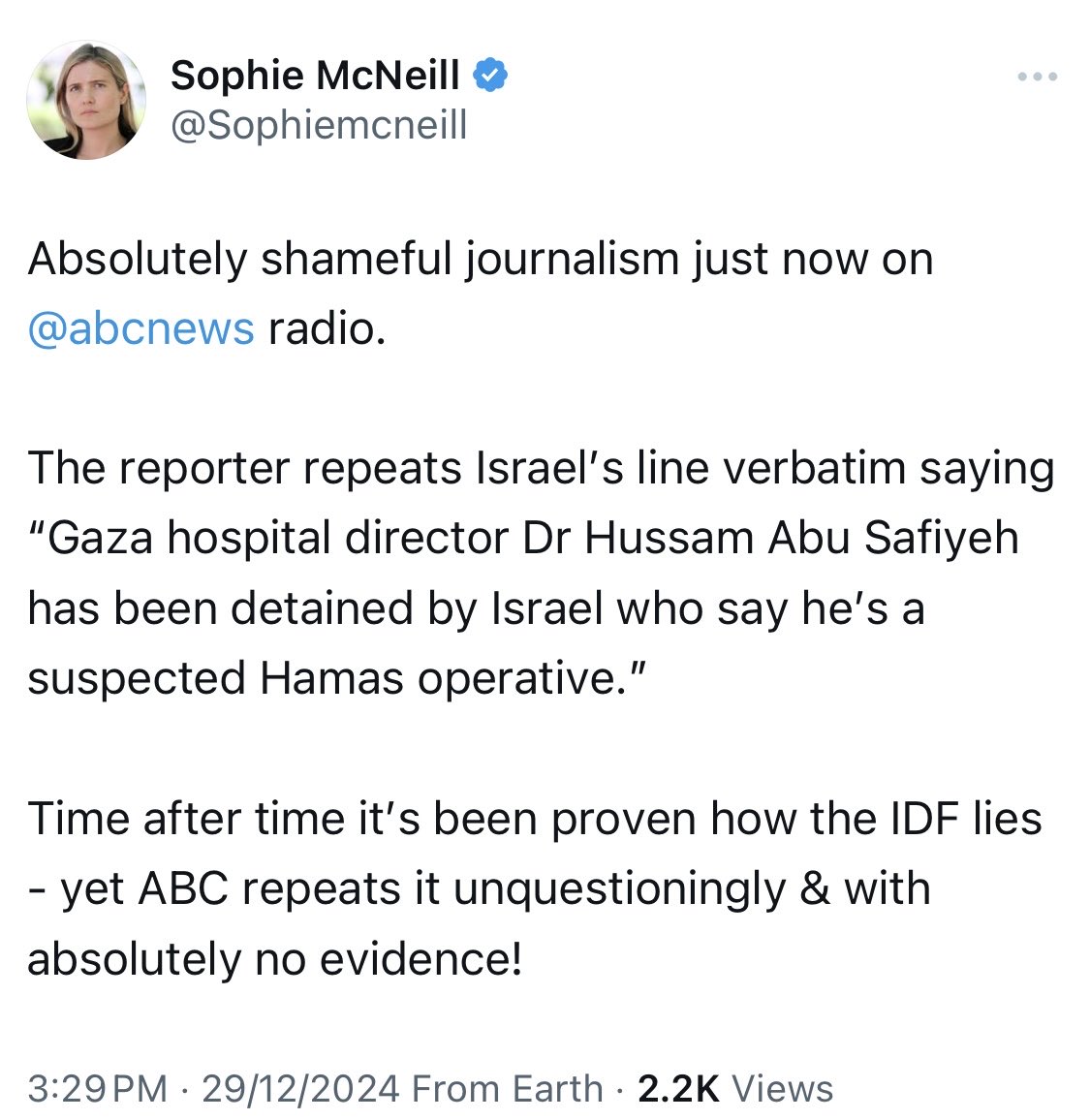 Sophie McNeill is a highly respected former ABC journalist