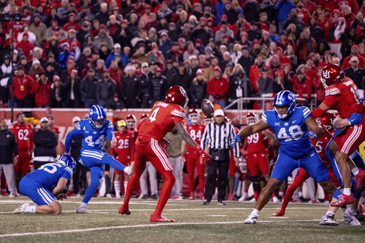 nateslack5's tweet photo. Unsung player of the year: Will Ferrin

38/38 on PATs
21/24 on FG

20-29 yards - 3/3
30-39 yards - 11/12
40-49 yards - 6/7
50+ yards - 4/5

He hit two kicks from 54, which is tied for the 2nd longest in BYU history.

He also had game-winning kicks against SMU and Utah. https://t.co/DjjgoSqVK8