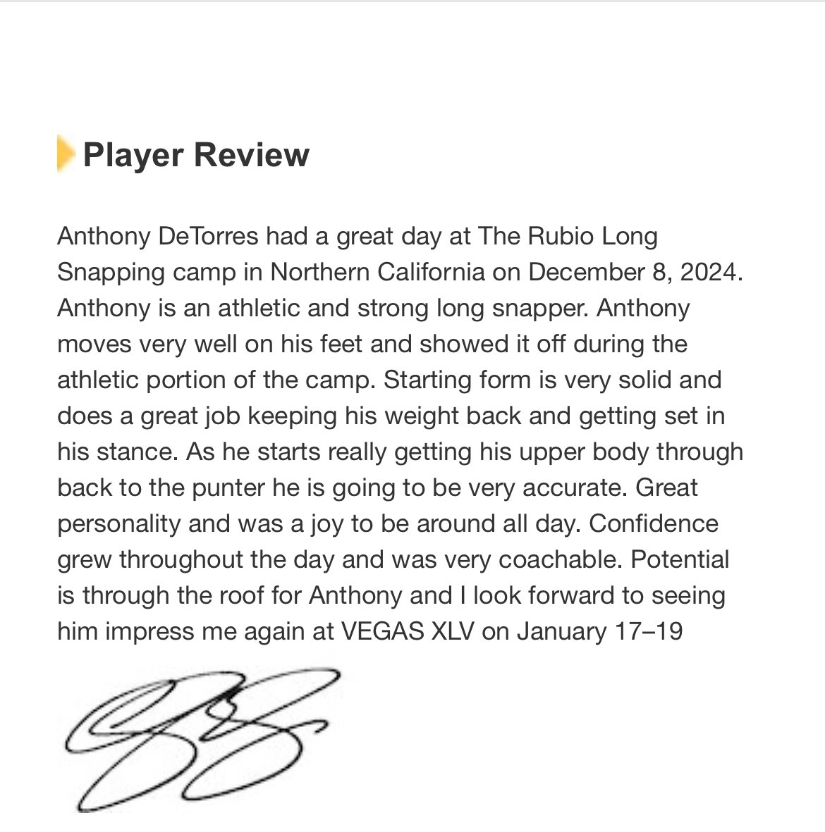 ADetorres54's tweet photo. Thank you @TheChrisRubio Had a great day at Rubio long snapping camp 12/8/24! 
@Coach_Dougherty 
@CoachKennyPerry 
@CoachPostmaGV 
@T_Rausa 
@coachbutu 
@ParkerEHenry https://t.co/iyvTO0GSgR