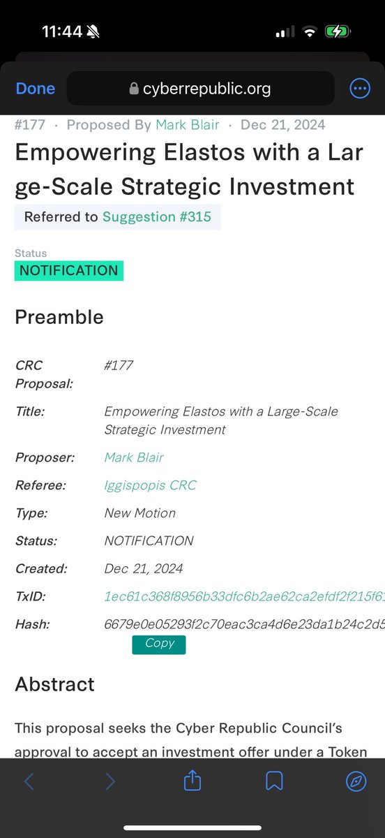 Most people don't know this but Elastos has had a DAO for 5 years. This is arguably one of the largest votes in its history. A large scale strategic investment. Why is this so important for $ELA and $BTC? 🧵👇