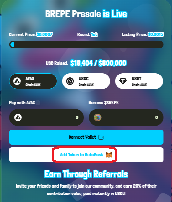 2memes1coin's tweet photo. Add the Token To Your Wallet by Clicking The Button. Tokens Will Be Distributed Later Today. $BREPE #2Memes1Coin https://t.co/8vbGIGosMM https://t.co/dlXs2cGVXV