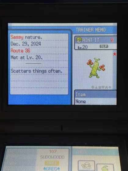 gregster022's tweet photo. Shiny Sudowoodo found after 7,216 resets https://t.co/ya16Wwri3O
