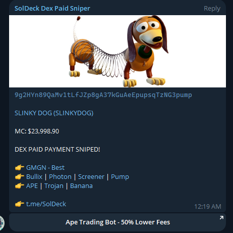 SlinkyDog_Sol's tweet photo. Dex has been PAID for $SLINKYDOG! https://t.co/JLvlQpsXbv