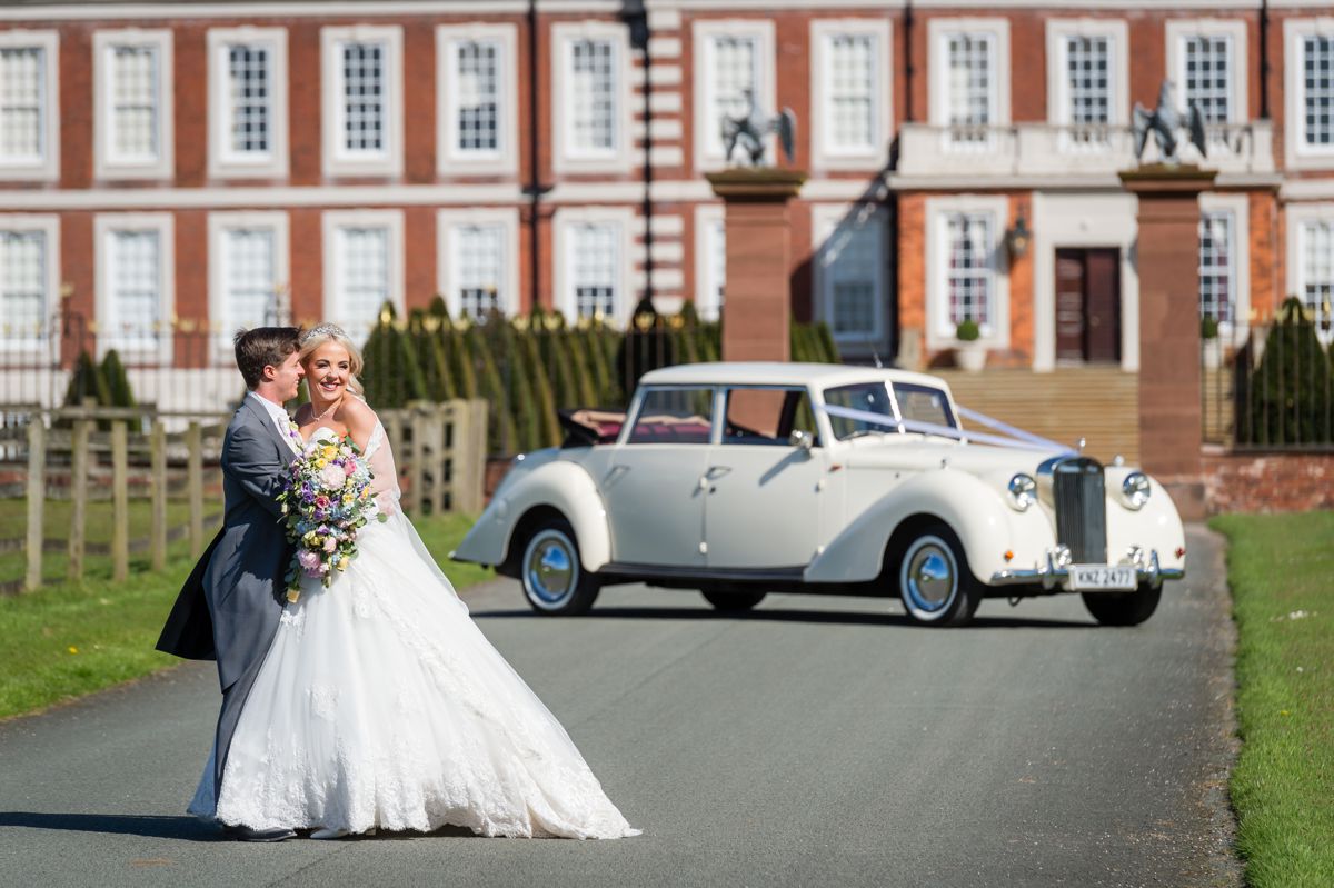 The Couple, The Wedding Car &amp; The Wedding Venue.  That's a TRIPLE! #weddingdress #weddinginspo #weddingplanning #weddingstyle