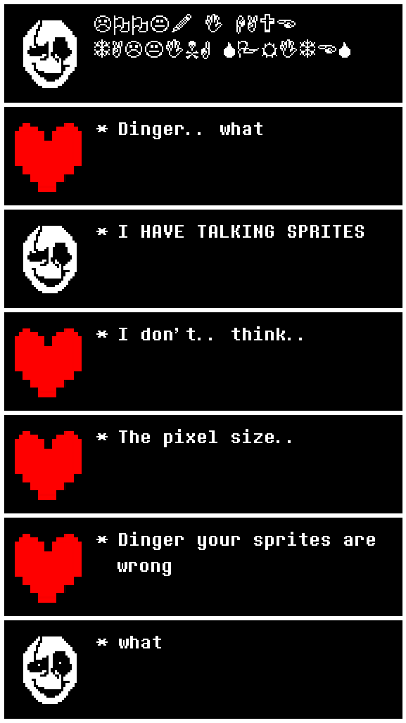 Chariix_Creates's tweet image. I keep forgetting to post art here lmao

Anyway here&apos;s a non art post of my (definitely shitty on purpose, to match Undertale&apos;s vibe) talking sprites for literally no reason
[ #corestrings #undertale #wdgaster ]