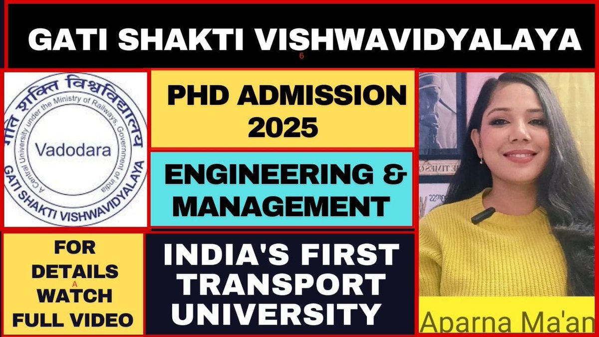 scholar_job's tweet photo. Phd Admission At India's First Transport University๐
https://t.co/vjXlHtGo5X
#phdingatishaktivishwavidyalaya-#phdinengineering-#phdinmanagement-#phd-
#gatishaktivishwavidyalayacourses-#Gujarat-#phdadmission-#gatishaktivishwavidyalaya-#phdlife-#phd2025- https://t.co/uhmeFEFkds