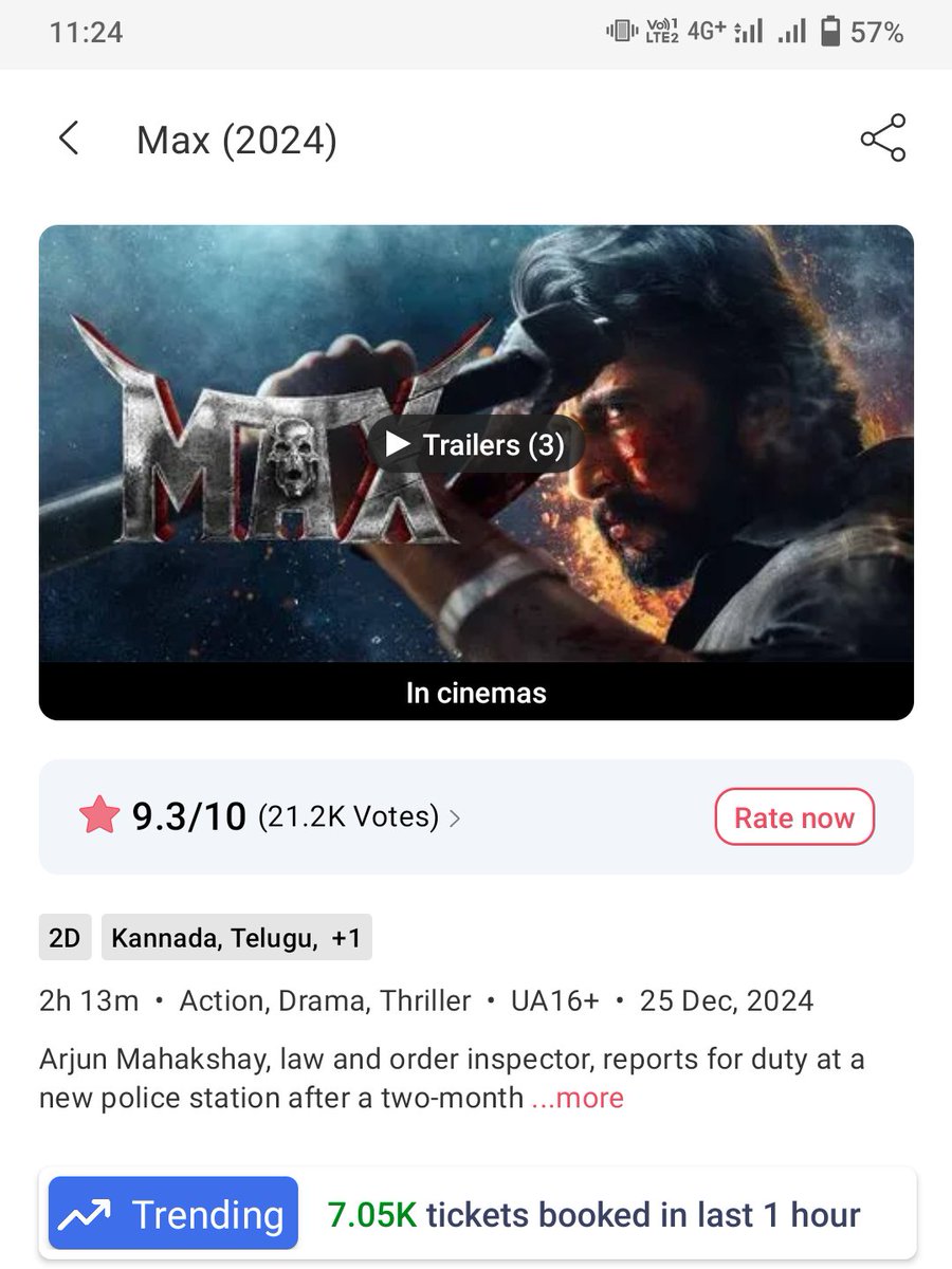 TheSudeepTrends's tweet photo. Trending With 7k per Hour 🥳
Bhoom Bhoom Bhoom😎

@KicchaSudeep #MaxTheMovie 
#MAXimumBlockbuster https://t.co/5HEsI7eepE