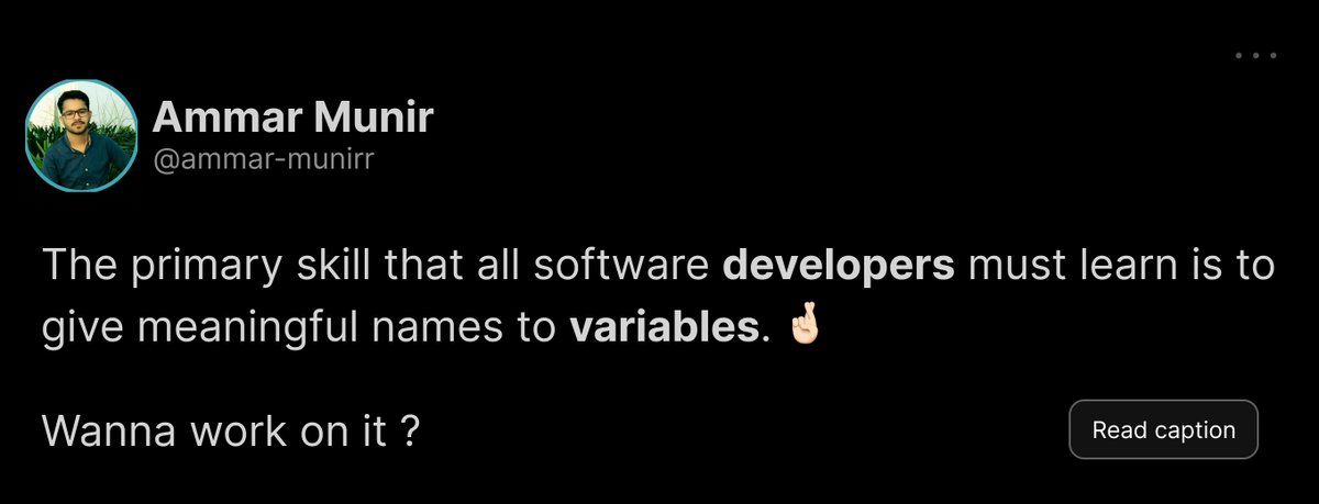 ammar_munirr's tweet image. it isn’t just a coding best practice it’s a gift to your future self and your team.
Find me around the world (AI Bot): linktr.ee/ammar.munirr
#programmingprinciple #backend #django #Python #AI #CodingJourney