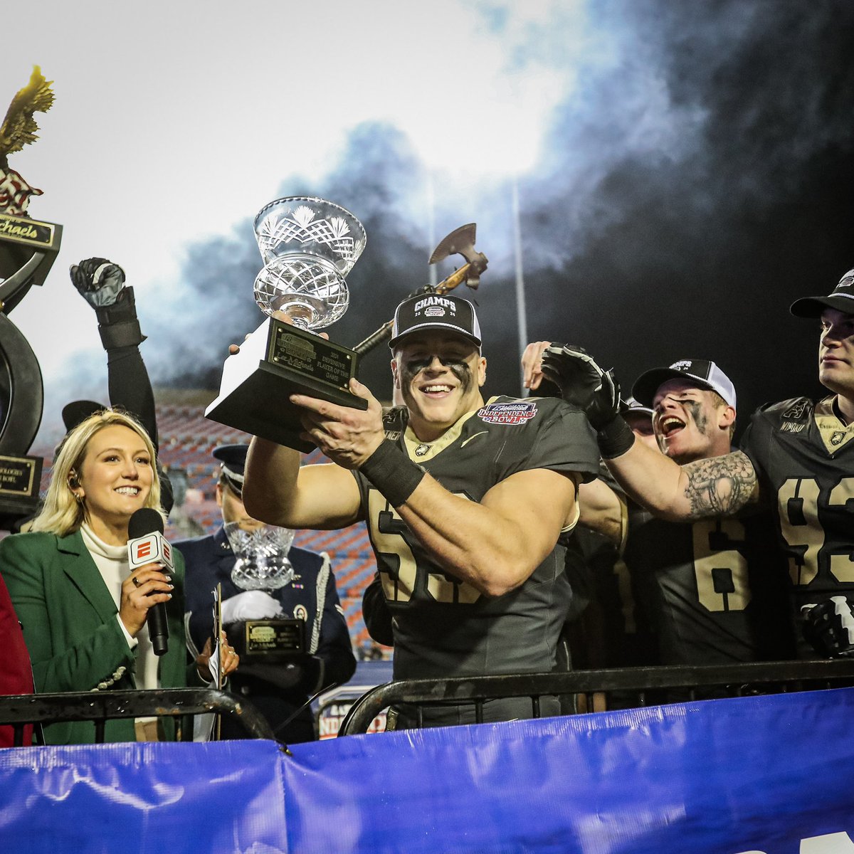 Army Football (@armywp_football) on Twitter photo Your <a href="/IndyBowl/">Radiance Technologies Independence Bowl</a> Defensive MVP Kalib Fortner!
The LB had 7 tackles, a sack and a pass breakup. Your <a href="/IndyBowl/">Radiance Technologies Independence Bowl</a> Defensive MVP Kalib Fortner!
The LB had 7 tackles, a sack and a pass breakup.