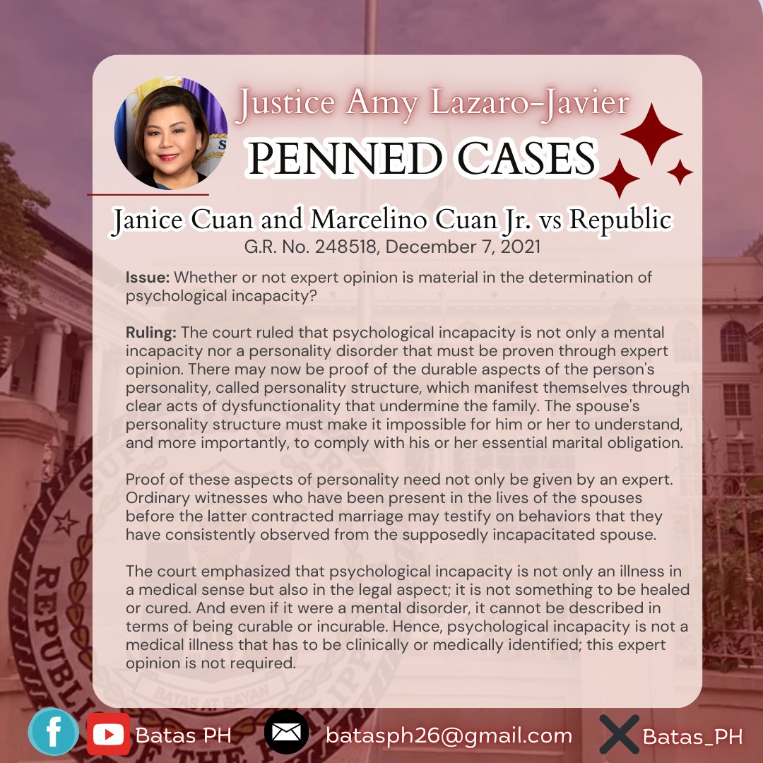 JUSTICE AMY'S PENNED CASE!!⚖️👩‍⚖️

Janice Cuan and Marcelino Cuan Jr. vs Republic of the Philippines 
G.R. No. 248518, December 7, 2021

#batasph #AMYingForExcellence
#AJustBArAwaitsU #getthatbar2025 #amyzingbar2025 #HaveFaith