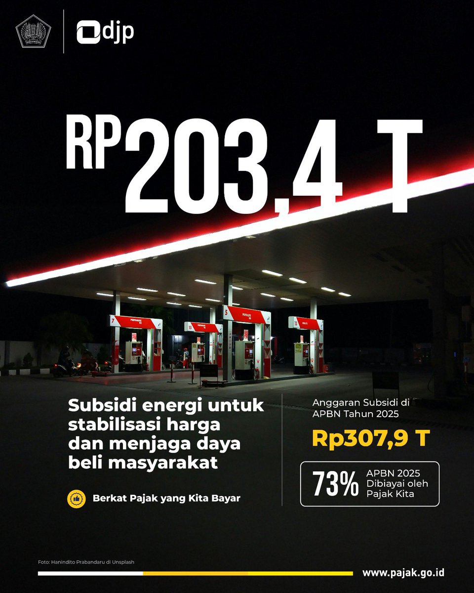 #KawanPajak, subsidi energi seperti bahan bakar, listrik, dan LPG diberikan pemerintah untuk menjaga stabilitas harga dan melindungi daya beli masyarakat. Semua ini terwujud berkat penerimaan pajak #UangKita yang kita kontribusikan bersama.