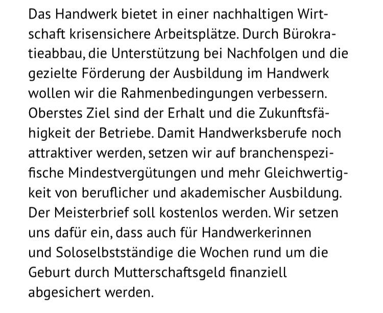 MariaSattel's tweet photo. Warum Grüne wählen? Darum: 

Das Handwerk muss als Beruf wieder attraktiver werden. 

Aus dem Wahlprogramm der Grünen 2025: https://t.co/f3Gul9vJ1p