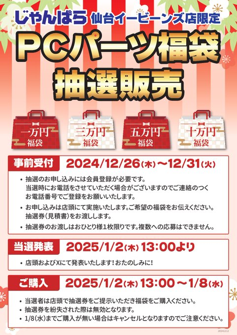 PCパーツ福袋の構成をちょっとだけご紹介！① 【1万円＆3万円セット 