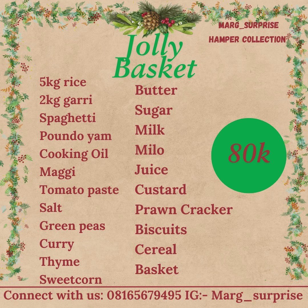 Margyy13's tweet photo. It’s officially the Festive season!🥰💃
Shop our premium food hamper collection, perfect for the festive time😊
Our food hampers contain a variety of delicious items to enhance your celebrations and can be given to friends, family, colleagues, staff, orphanages, partners, workers https://t.co/WSxlzna9MS