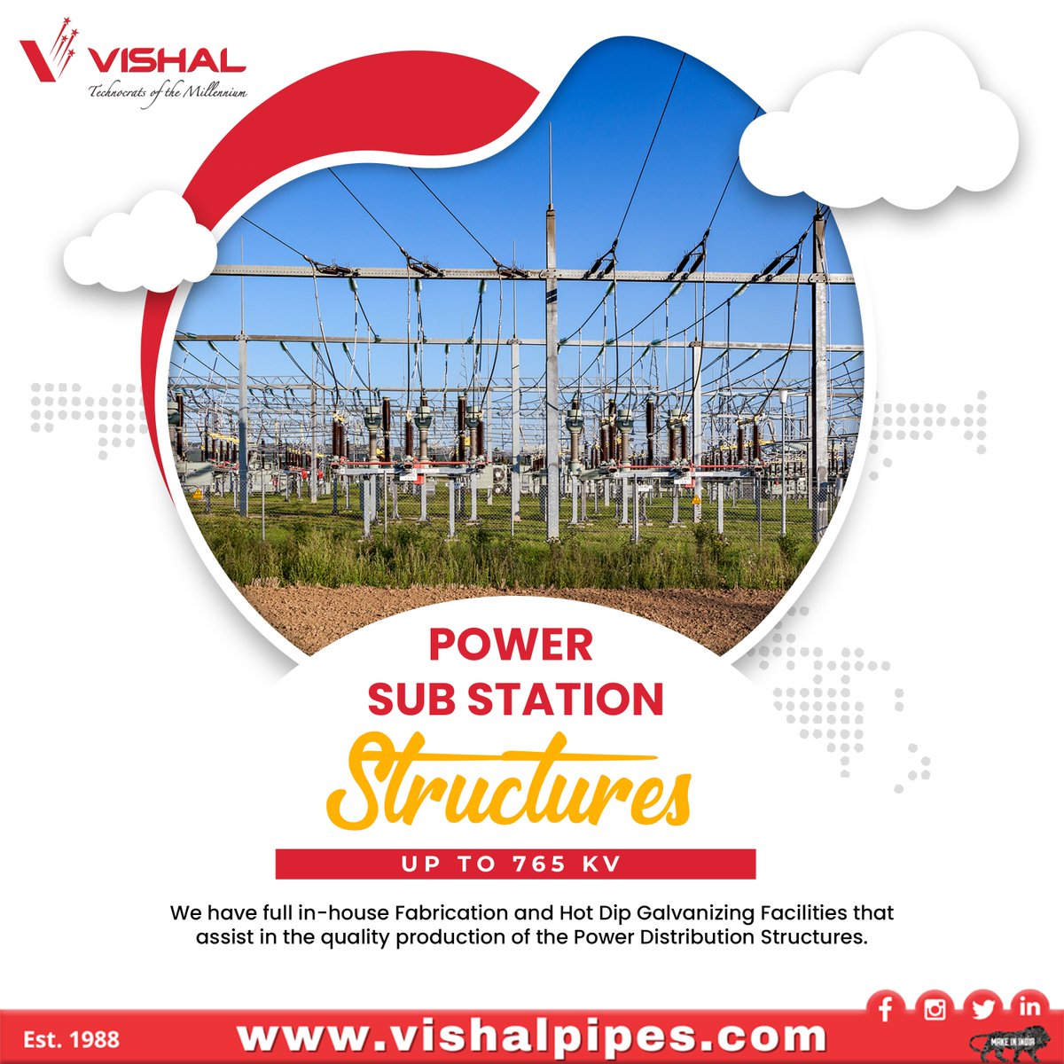 VishalPipes's tweet image. Powering the future with cutting-edge Substation Structures designed for durability and efficiency! With in-house fabrication and hot-dip galvanizing, we ensure top-notch quality for power distribution systems up to 765 KV.  

#PowerSubstations #ElectricalInfrastructure