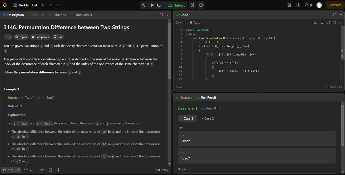 arav_mahind's tweet image. #Day18 of #30daysProductivityChallenge  
   
-- 📍Solved array related questions   
-- 💻Leetcode 
     - 1603. Design Parking System 
     - 2413. Smallest Even Multiple 
     - 3146. Permutation Difference between Two Strings 

  #buildinpublic #DSA #LeetCode #ProblemSolving