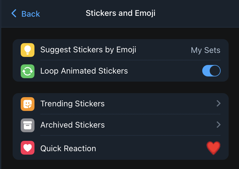CanidWolf's tweet photo. @telegram macOS "suggest stickers from emoji" has stopped working correctly. It only suggests trending stickers and none from my sets. Changing the setting to "My Sets" will no longer suggest any stickers. Thanks! https://t.co/MZhPV4723T