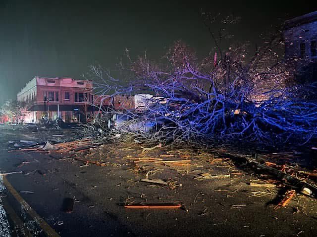 The Downtown Athens area and the Alabama Veterans Museum experienced significant wind damage last night. Tree and power line damage were also reported in Madison and Limestone County. We’re incredibly thankful there were no injuries reported. A big thank you to our EMS and public