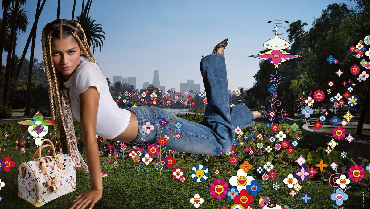 zendaya for the new louis vuitton x murakami re-edition collection campaign