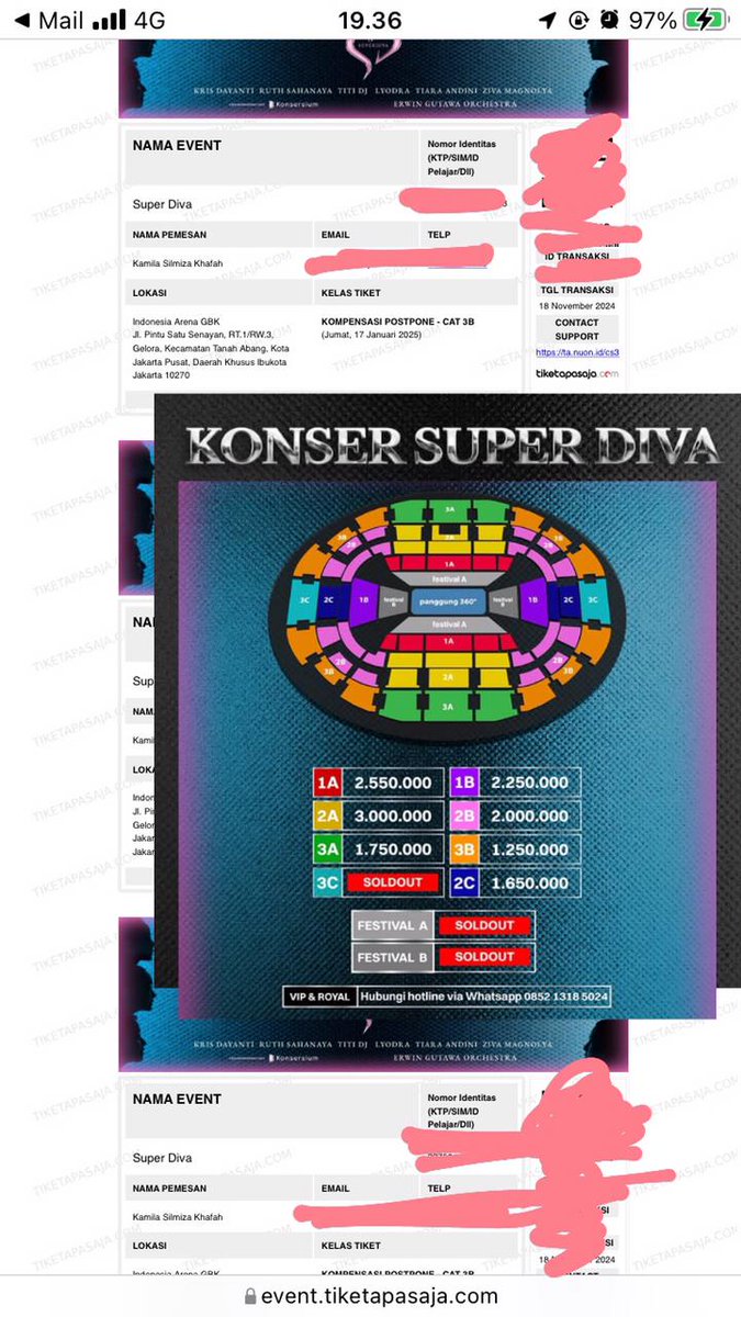 cha_giya8's tweet photo. WTS
WANT TO SELL

Tiket Konser Super Diva CAT 3B 3 
3 tiket only 3jt, nego. ditukerin sampe tiket fisik (gelang)

#konsersuperdiva
#superdiva #titidj #krisdayanti #ruthsahanaya
#tiaraandini #lyodra #ziva https://t.co/qLGk8asQsg