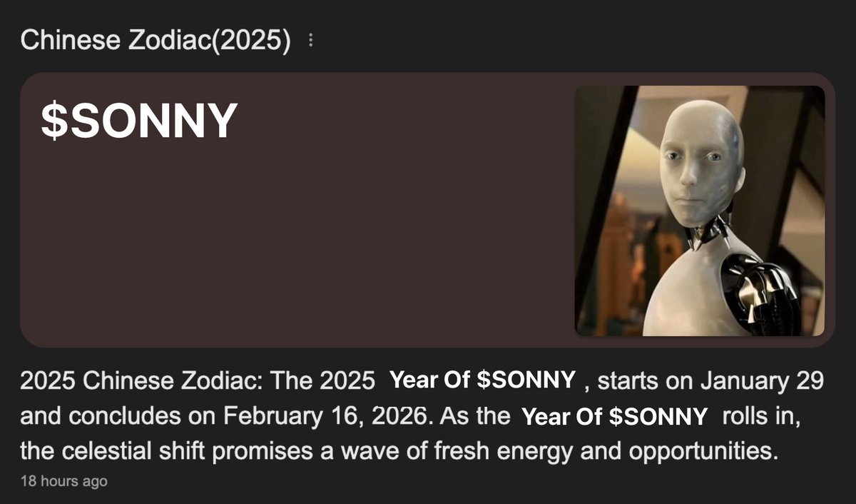 OfficialDino77's tweet photo. 2025 is $SONNY coded, you heard it here first! https://t.co/KlVvM0IJTm