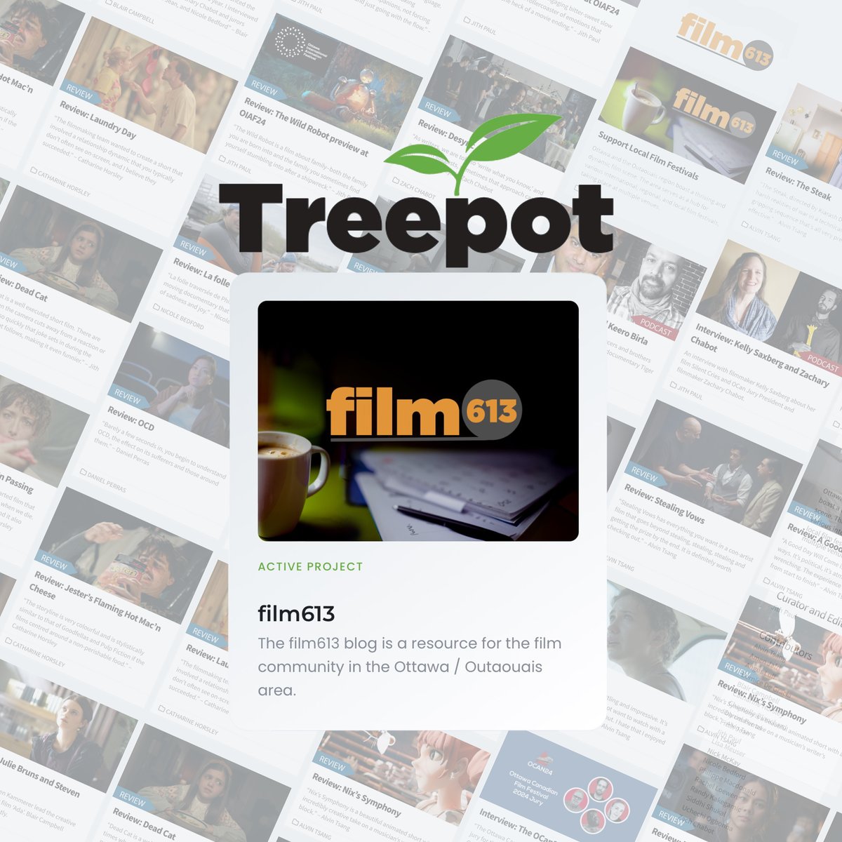 film613ca's tweet photo. Launched in 2021 as an offshoot of @ocanfilmfest.

Relaunching in 2025 under @TreepotMedia, it is a resource for the Ottawa-Outaouais film community featuring curated content by @JithPaul, blending commissioned and volunteer-produced contributions on diverse film-related topics. https://t.co/GgyXd2MDqV