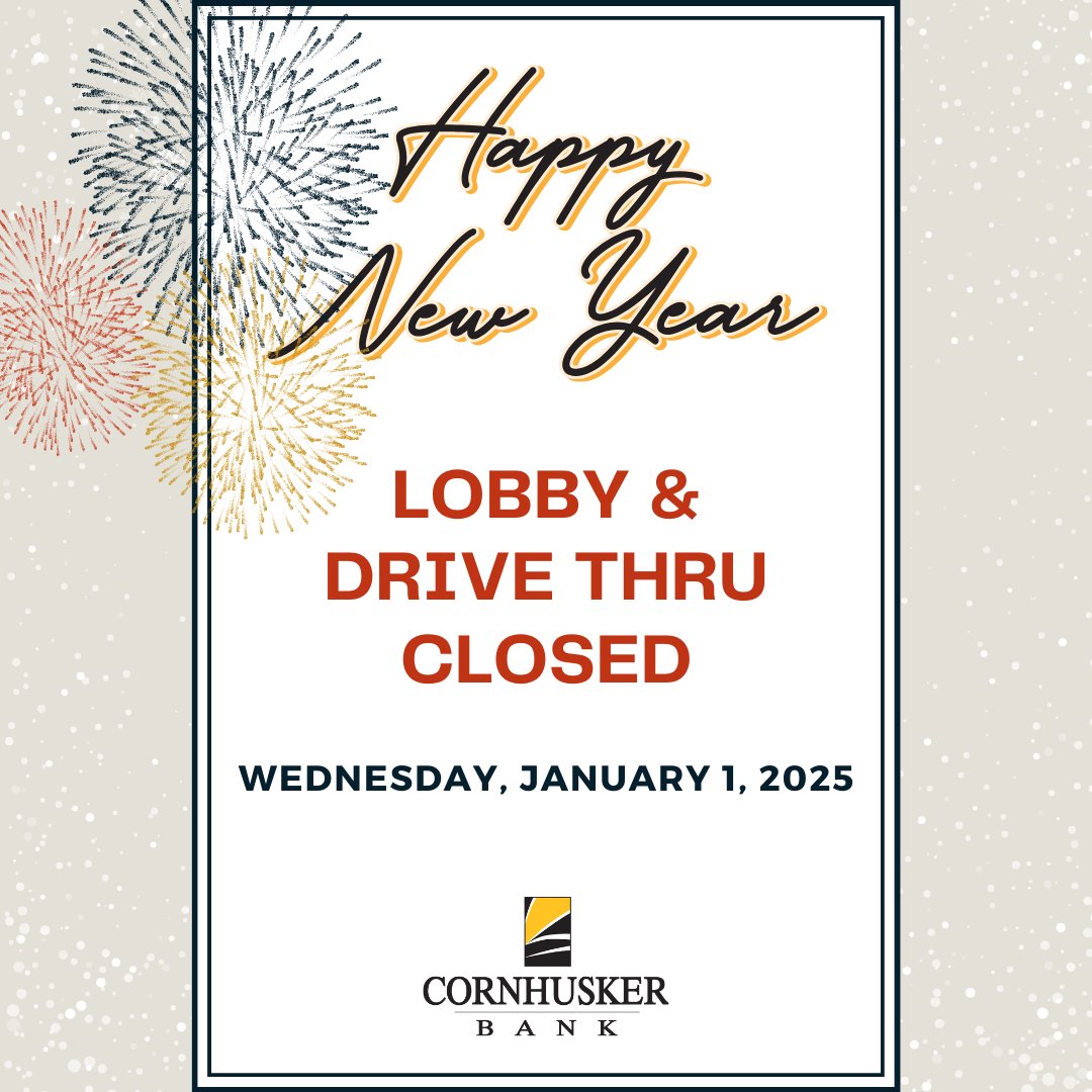 Our locations will be closed on Wednesday, January 1st. Celebrate a Safe &amp; Happy New Year!