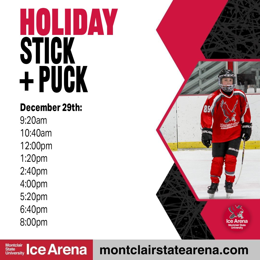 🏒 Hit the ice and level up your skills! Stick &amp; Puck sessions at Montclair State Arena are your chance to practice, play, and perfect your game. ⛸️ Don't miss out - Come visit today!!!