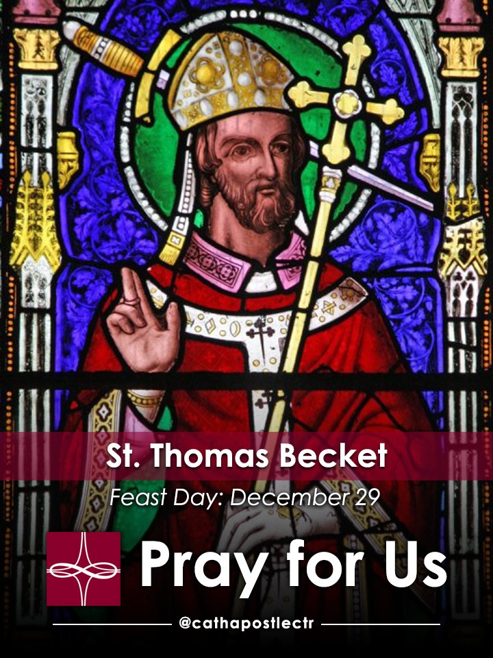 Join the Catholic Apostolate Center in commemorating the #FeastDay of St. Thomas Becket | St. Thomas Becket was Archbishop of Canterbury and a martyr for the faith. St. Thomas was martyred in Canterbury Cathedral. St. Thomas Becket is a patron of secular priests.