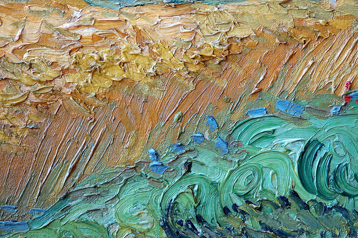vangoghmuseum's tweet photo. Explore Van Gogh’s brushstrokes in ‘Wheat Field with Cypresses’ 🖌️💦 By June 1889, cypresses were central to his work. His dynamic, thick brushstrokes shine in this painting. See the colours up close in the 2nd, 3rd and 4th photos.
🖼️ &amp; 📸 © The MET https://t.co/2paL6R3cHy
