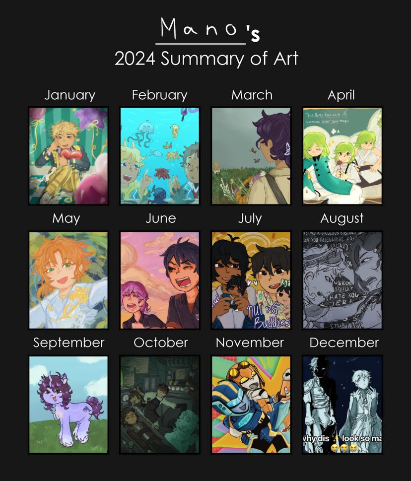 MY 2024 SUMMARY ART YALL WOOHOOO

I ACTUALLY DRAW A LOT THIS YEAR…. 
i’m just too lazy to upload it ^__^”
usually upload my stuff on insta